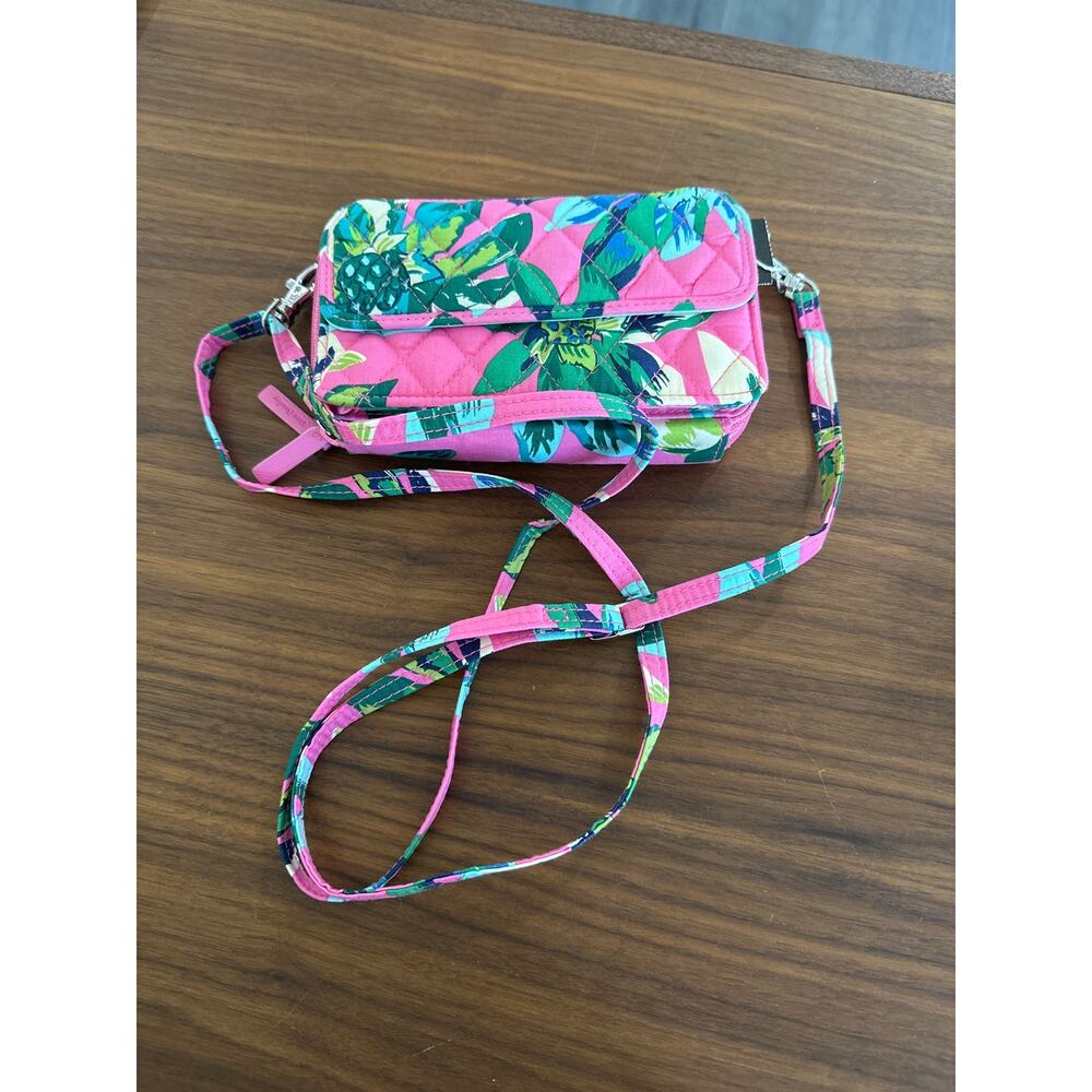 Vera Bradley Pink Tropical Floral Quilted Crossbody Bag